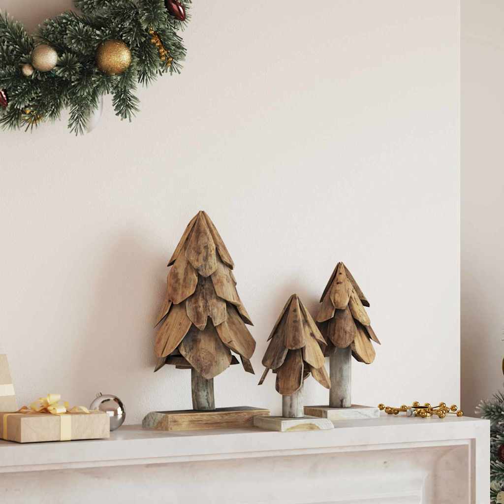 vidaXL Weihnachtsbaum mit Ständer 3 pcs Braun Massivholz Teak