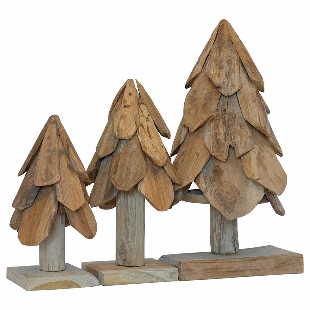 vidaXL Weihnachtsbaum mit Ständer 3 pcs Braun Massivholz Teak