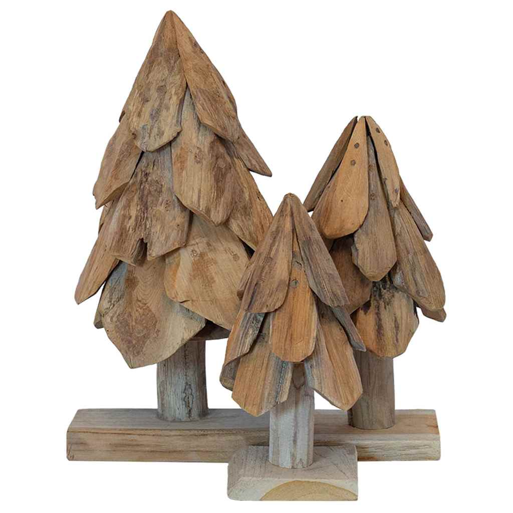 vidaXL Weihnachtsbaum mit Ständer 3 pcs Braun Massivholz Teak