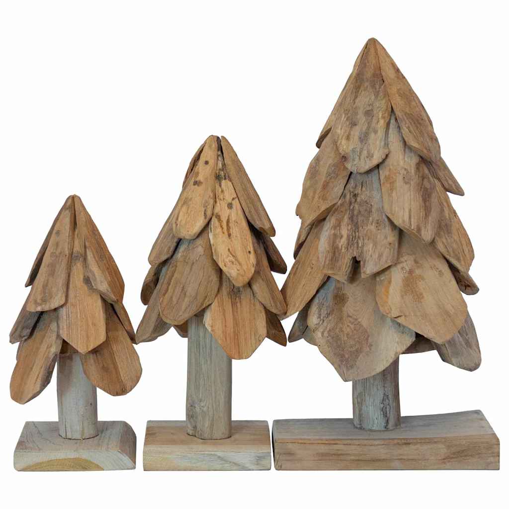 vidaXL Weihnachtsbaum mit Ständer 3 pcs Braun Massivholz Teak