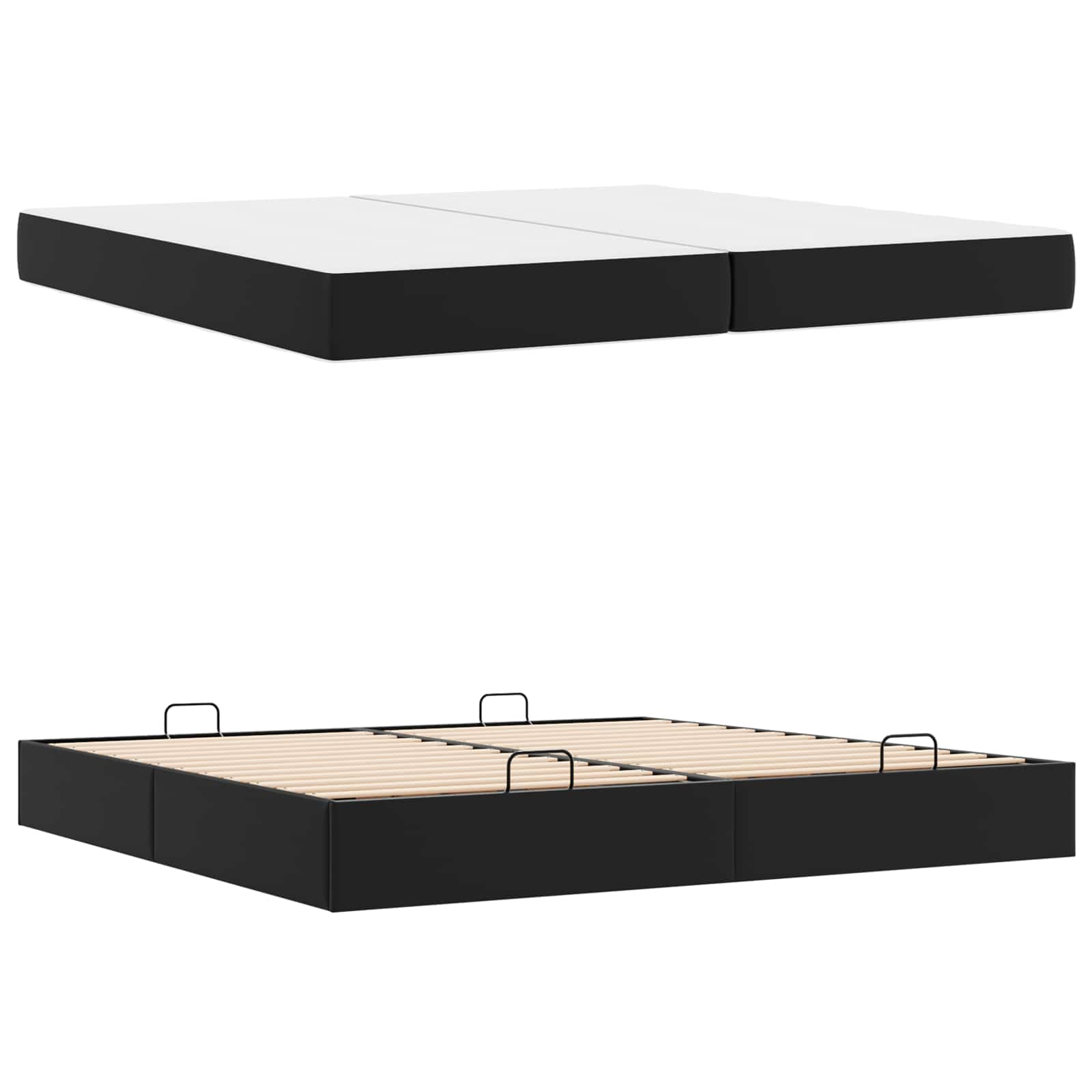 vidaXL Bettgestell mit Matratze mit Matratze 2 pcs Schwarz PVC