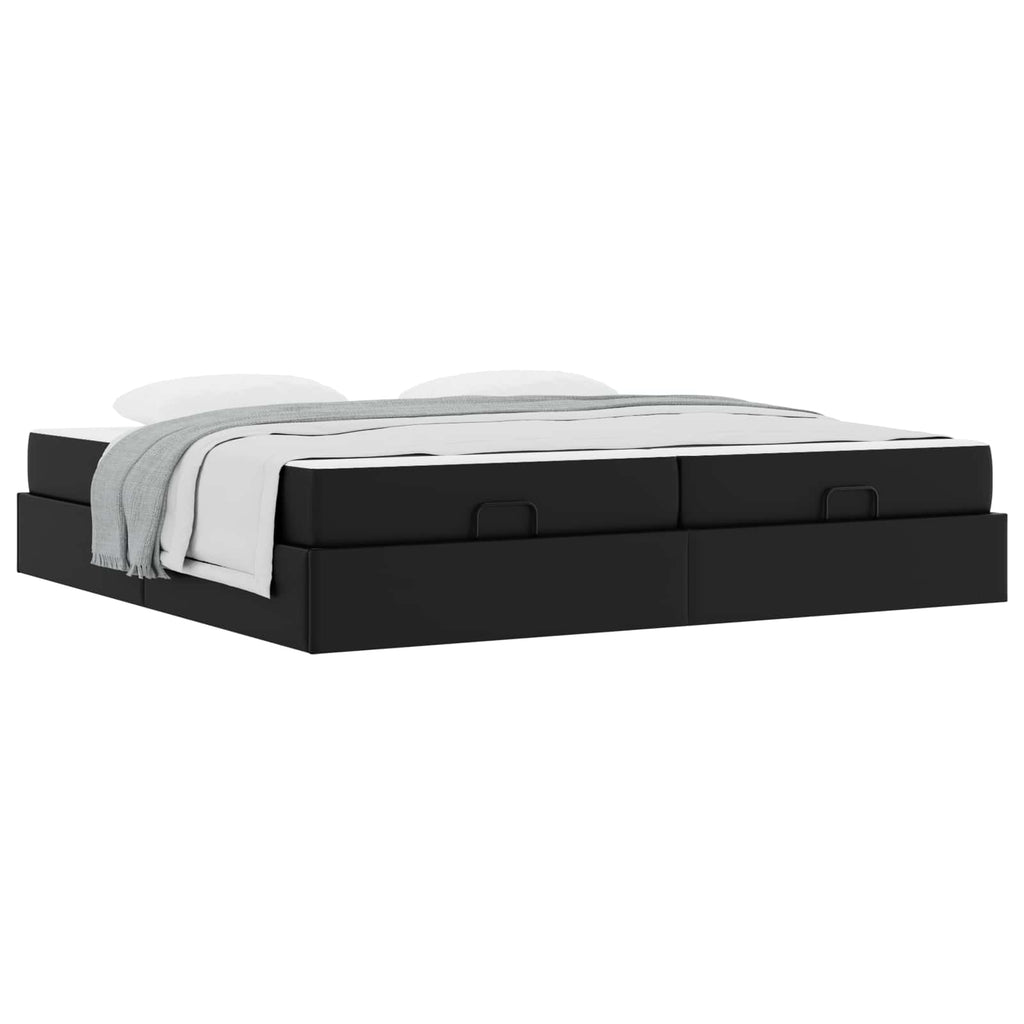 vidaXL Bettgestell mit Matratze mit Matratze 2 pcs Schwarz PVC