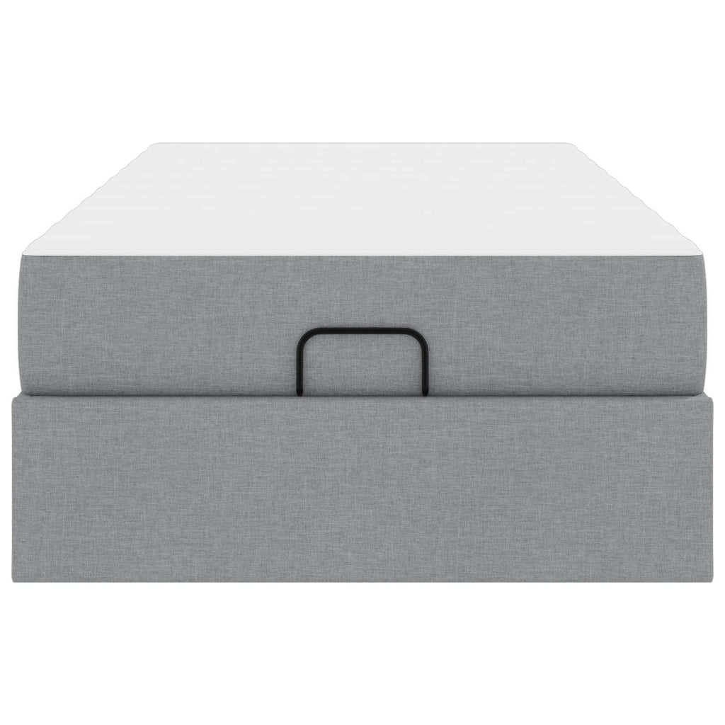 vidaXL Bettgestell mit Matratze 2 pcs Hellgrau Stoff