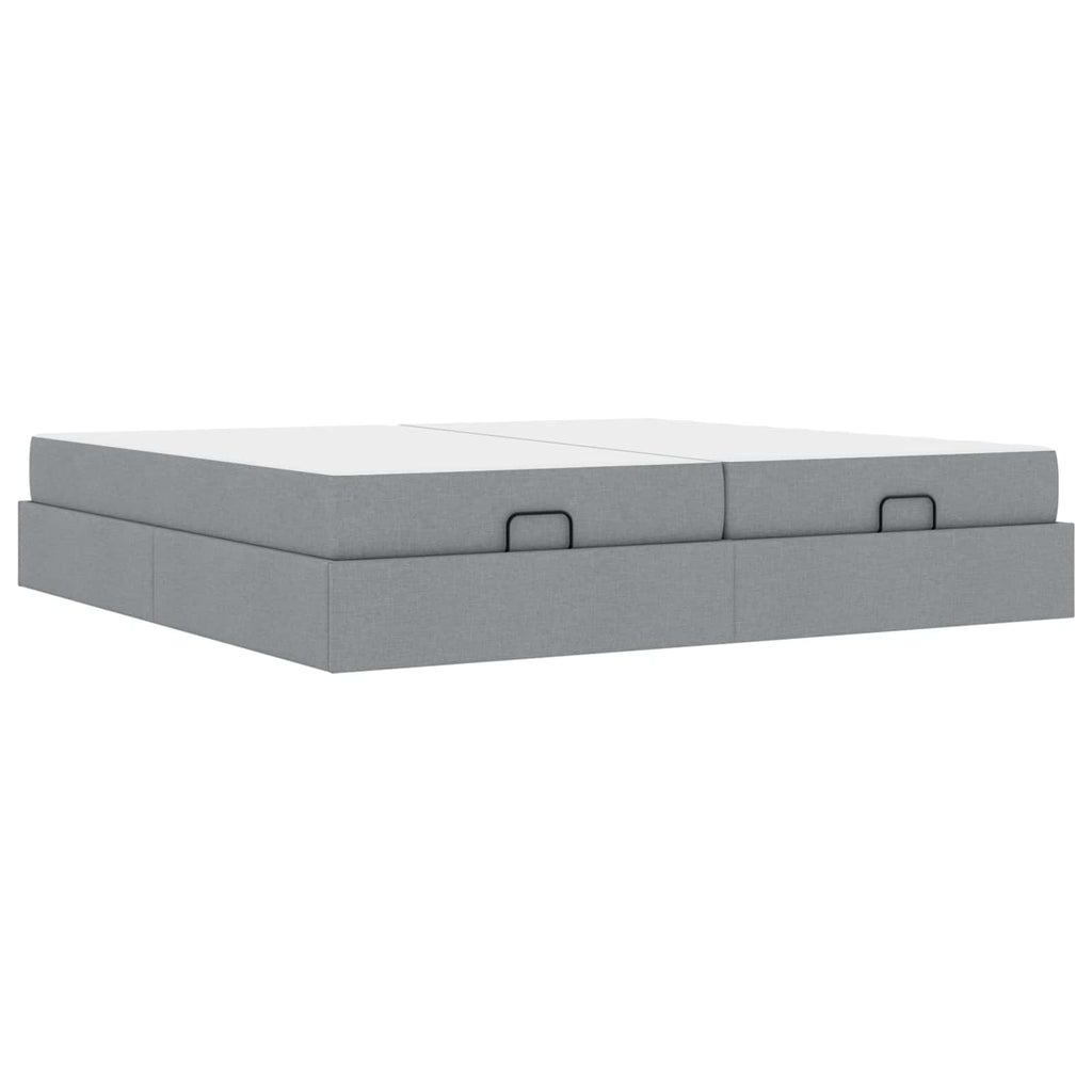 vidaXL Bettgestell mit Matratze mit Matratze 2 pcs Hellgrau Stoff
