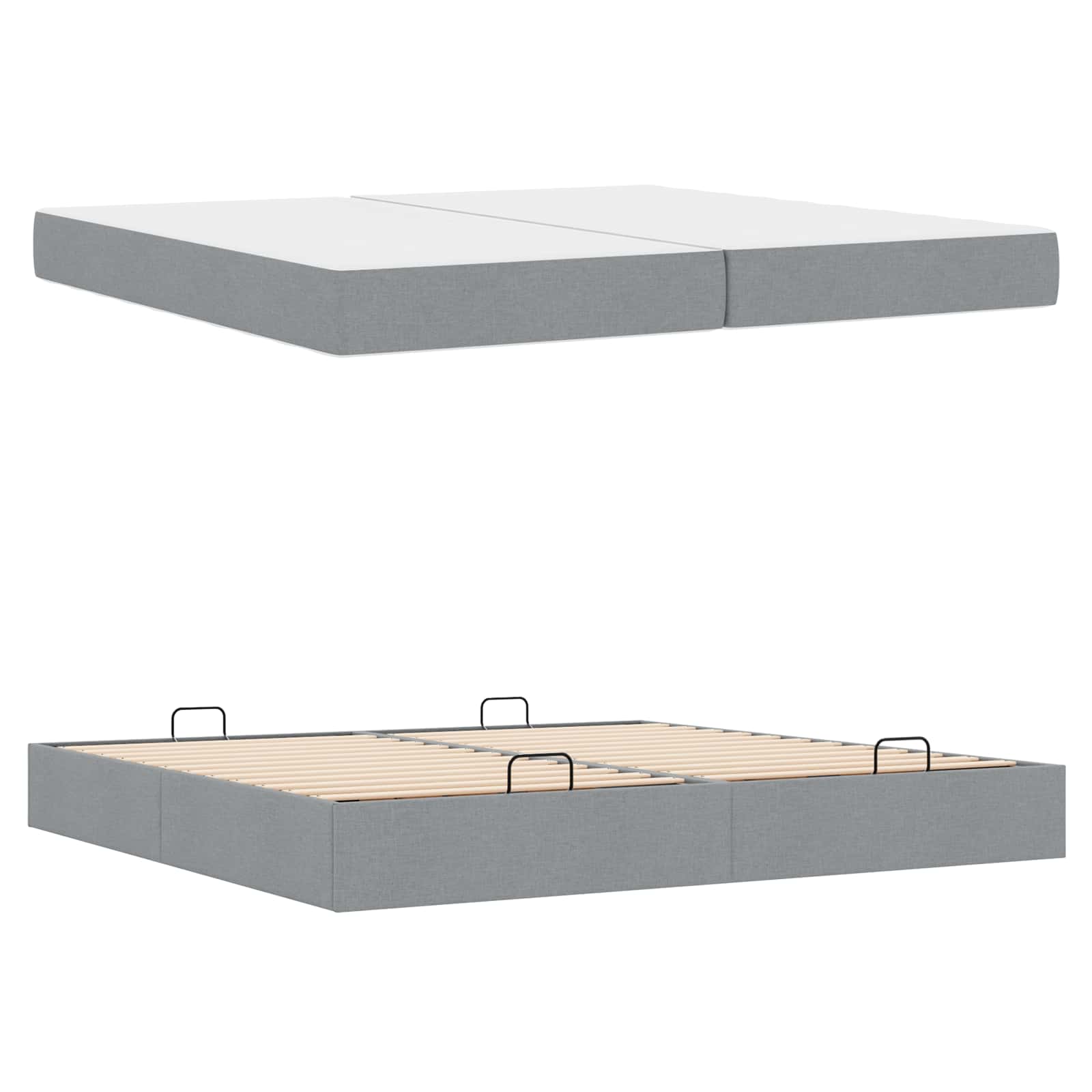 vidaXL Bettgestell mit Matratze mit Matratze 2 pcs Hellgrau Stoff