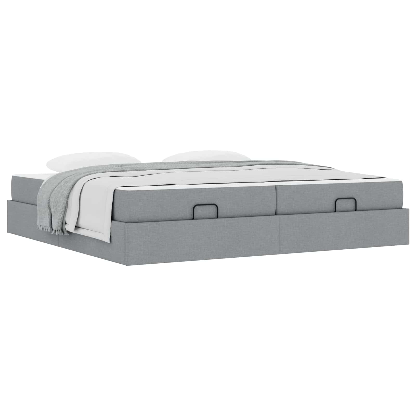 vidaXL Bettgestell mit Matratze mit Matratze 2 pcs Hellgrau Stoff