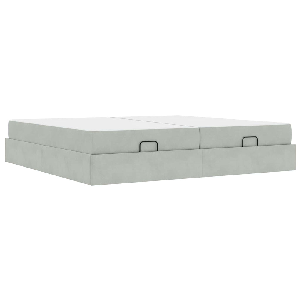 vidaXL Bettgestell mit Matratze mit Matratze 2 pcs Hellgrau Samt