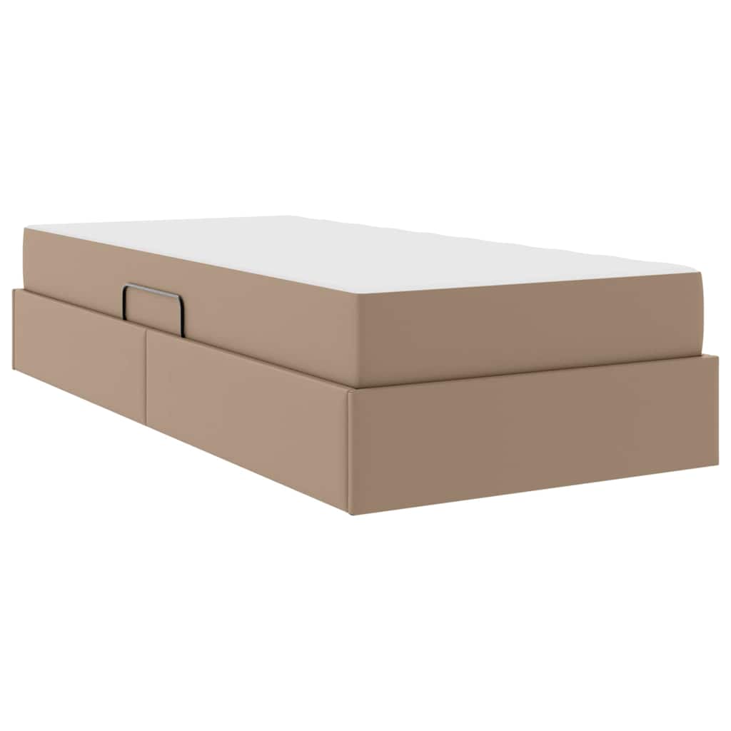vidaXL Aufbewahrungsbett mit Matratze 2 pcs Cappuccino Leder