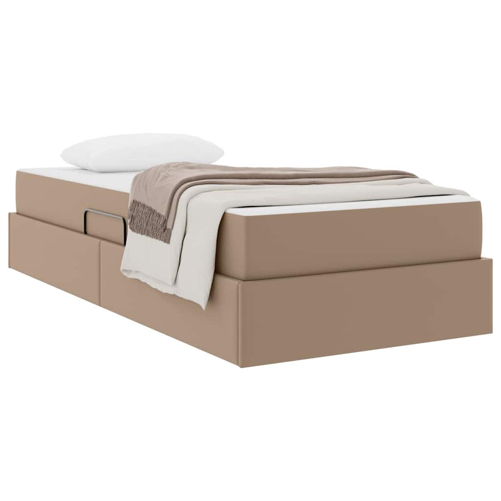 vidaXL Aufbewahrungsbett mit Matratze 2 pcs Cappuccino Leder