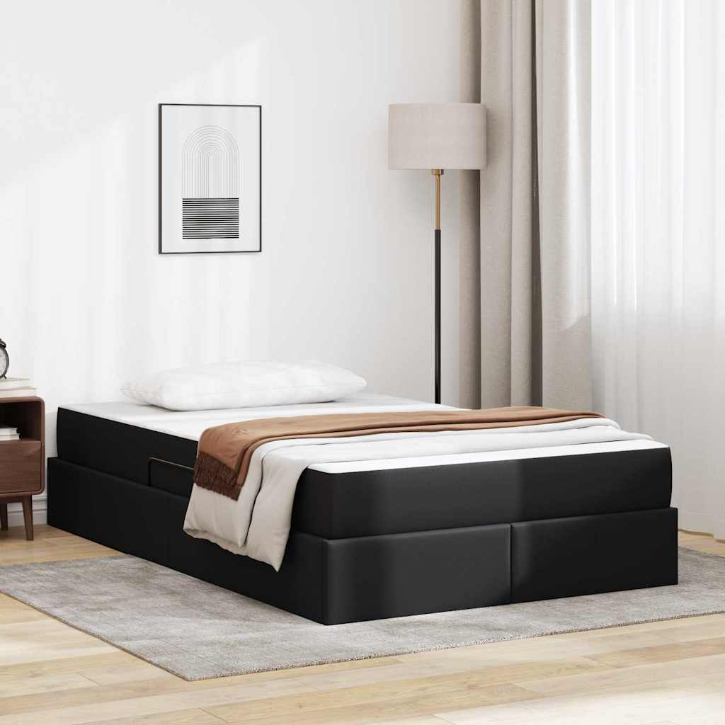 vidaXL Aufbewahrungsbett mit Matratze mit Matratze 2 pcs Schwarz Leder