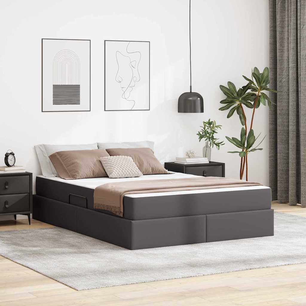 vidaXL Aufbewahrungsbett mit Matratze mit Matratze 2 pcs Schwarz Leder