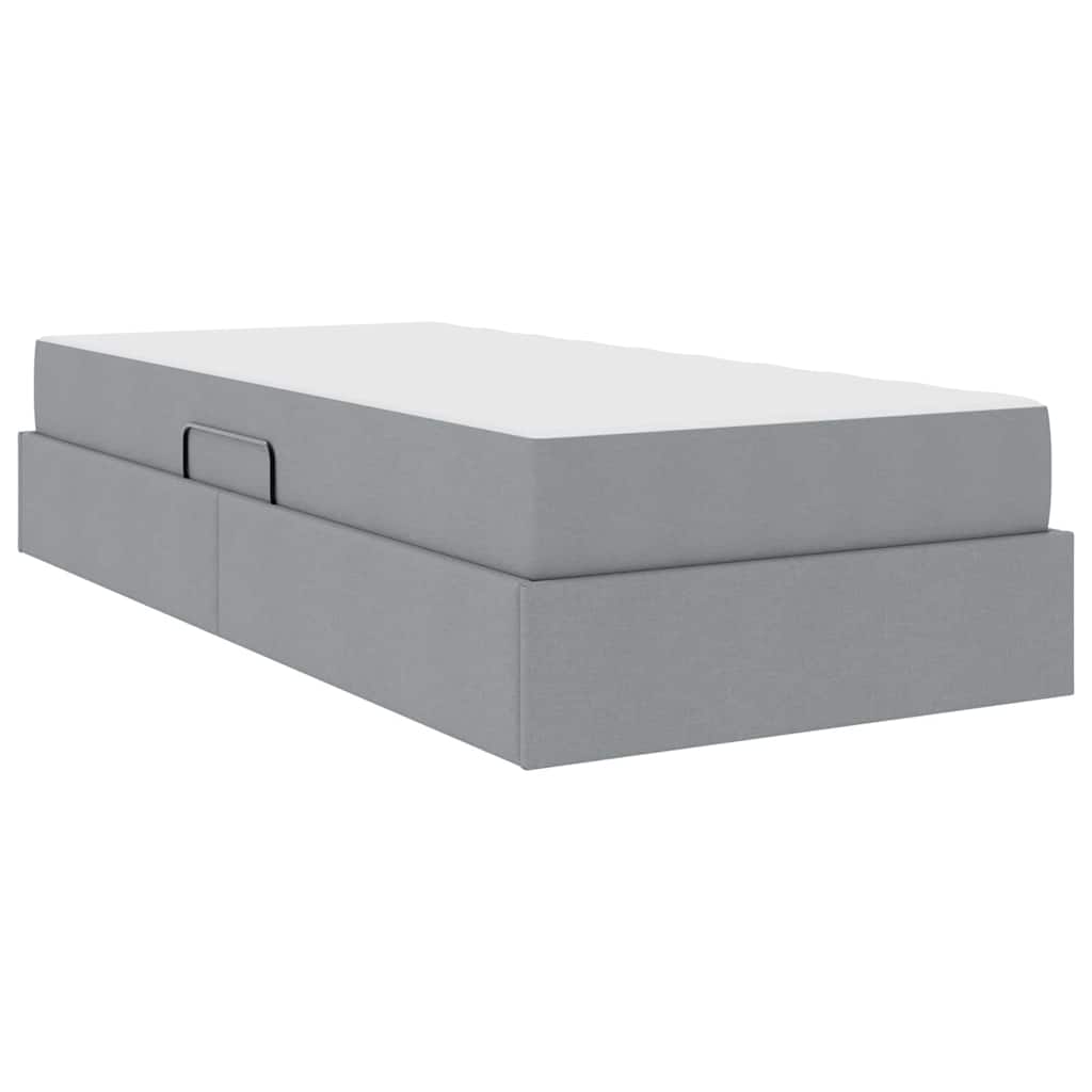 vidaXL Aufbewahrungsbett mit Matratze Hellgrau 90 x 190 cm Polyester