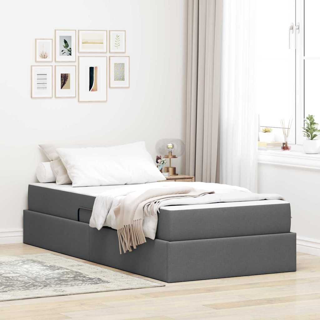 vidaXL Aufbewahrungsbett mit Matratze Hellgrau 90 x 190 cm Polyester