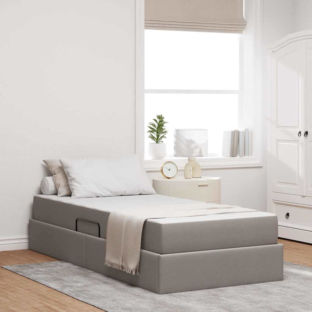 vidaXL Aufbewahrungsbett mit Matratze Hellgrau 90 x 190 cm Polyester