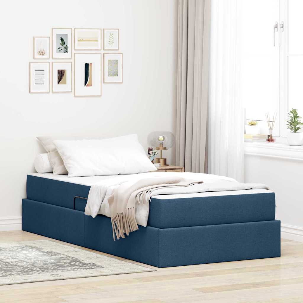 vidaXL Aufbewahrungsbett mit Matratze Hellgrau 90 x 190 cm Polyester
