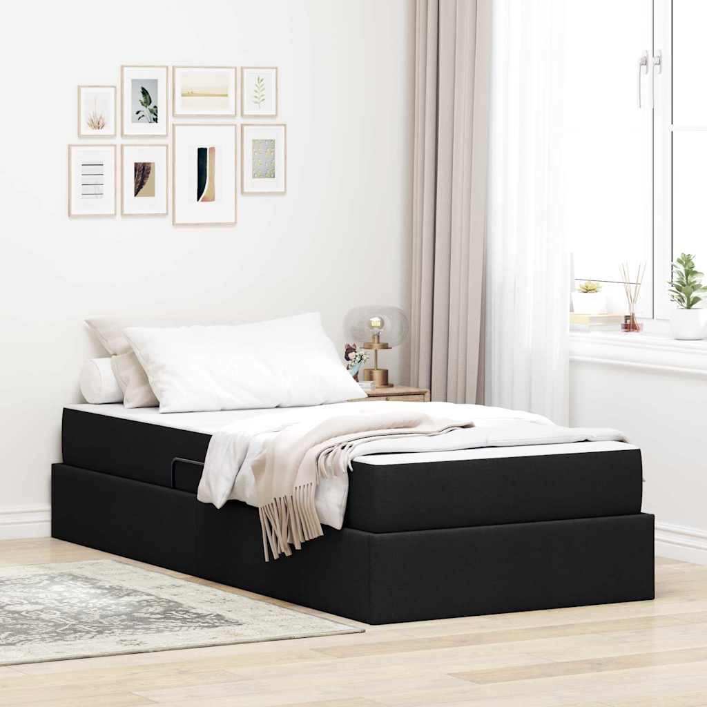 vidaXL Aufbewahrungsbett mit Matratze Hellgrau 90 x 190 cm Polyester