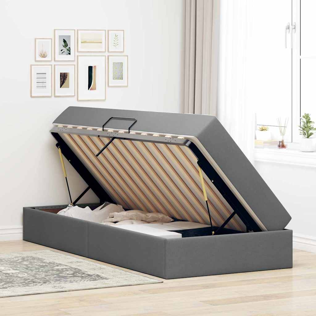 vidaXL Aufbewahrungsbett mit Matratze Dunkelgrau 100 x 200 cm