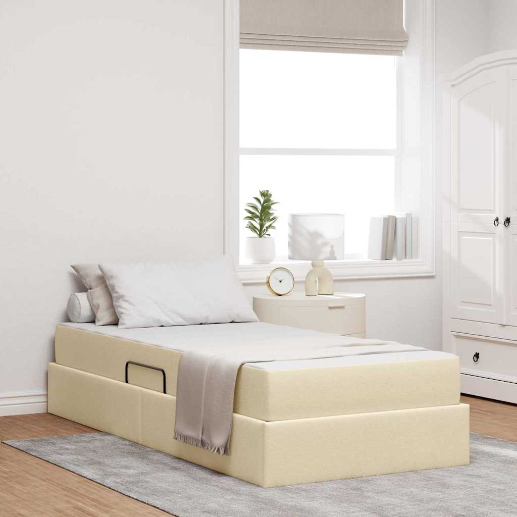 vidaXL Aufbewahrungsbett mit Matratze Hellgrau 90 x 190 cm Polyester