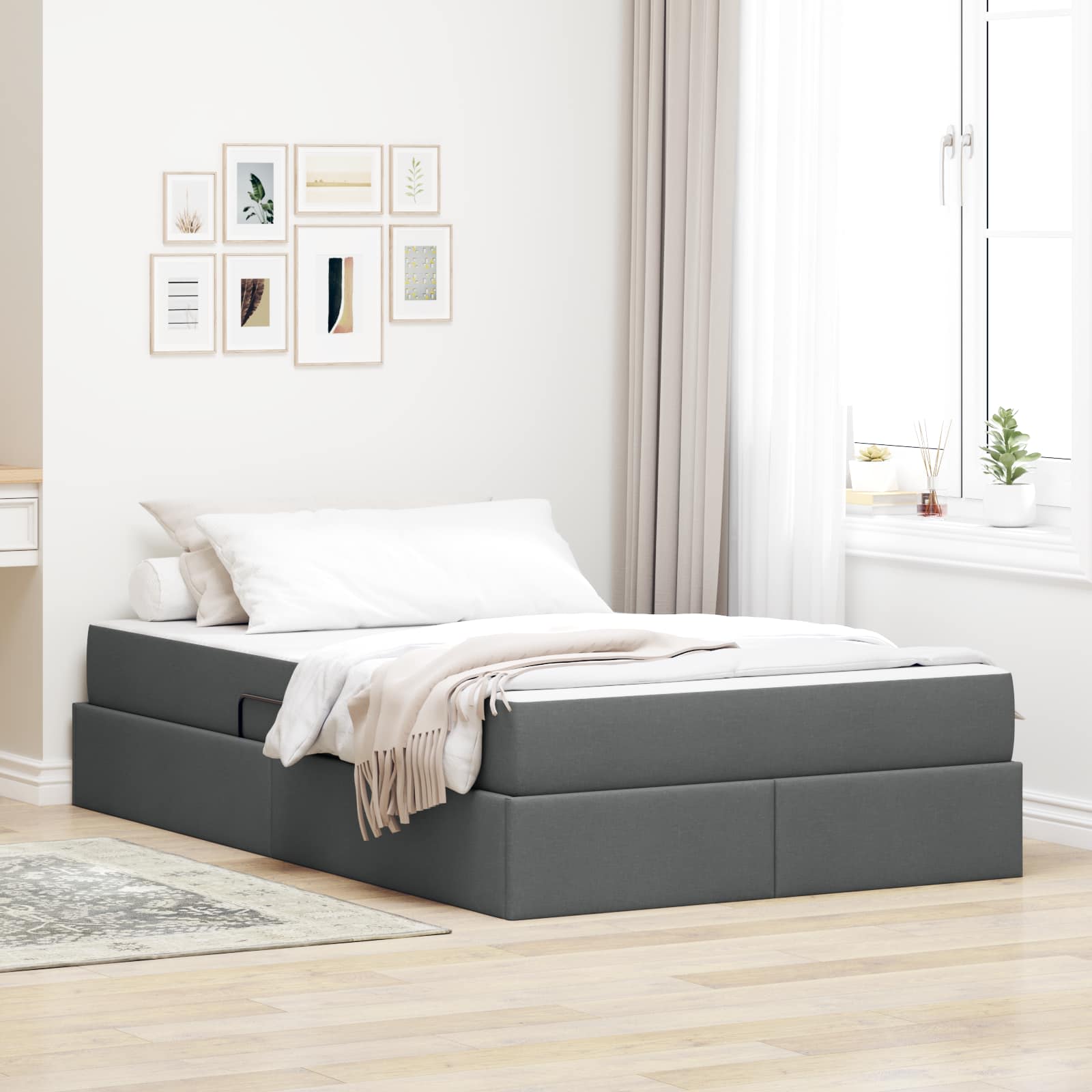 vidaXL Aufbewahrungsbett mit Matratze Dunkelgrau 100 x 200 cm