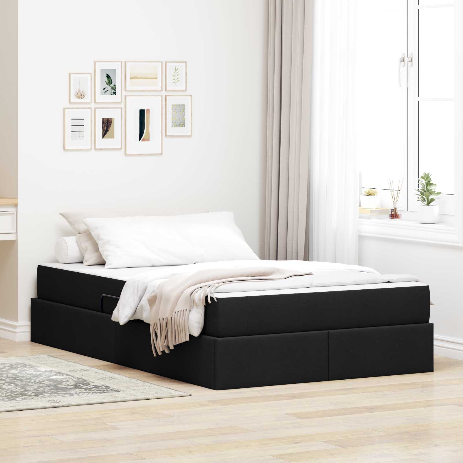 vidaXL Aufbewahrungsbett mit Matratze Hellgrau 90 x 190 cm Polyester