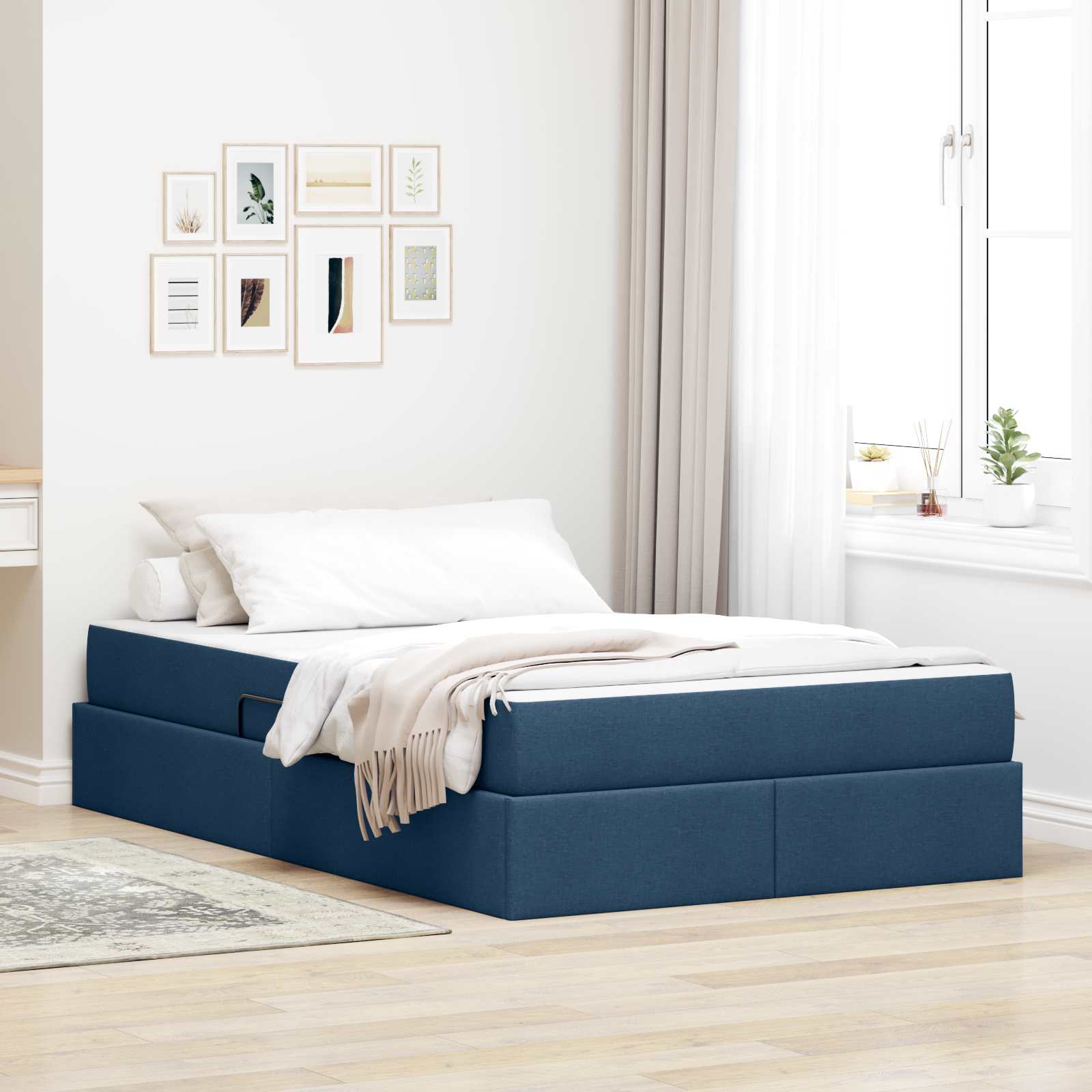 vidaXL Aufbewahrungsbett mit Matratze Hellgrau 90 x 190 cm Polyester