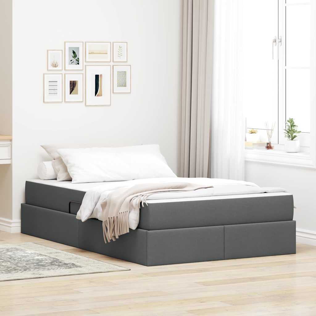 vidaXL Aufbewahrungsbett mit Matratze Dunkelgrau 100 x 200 cm