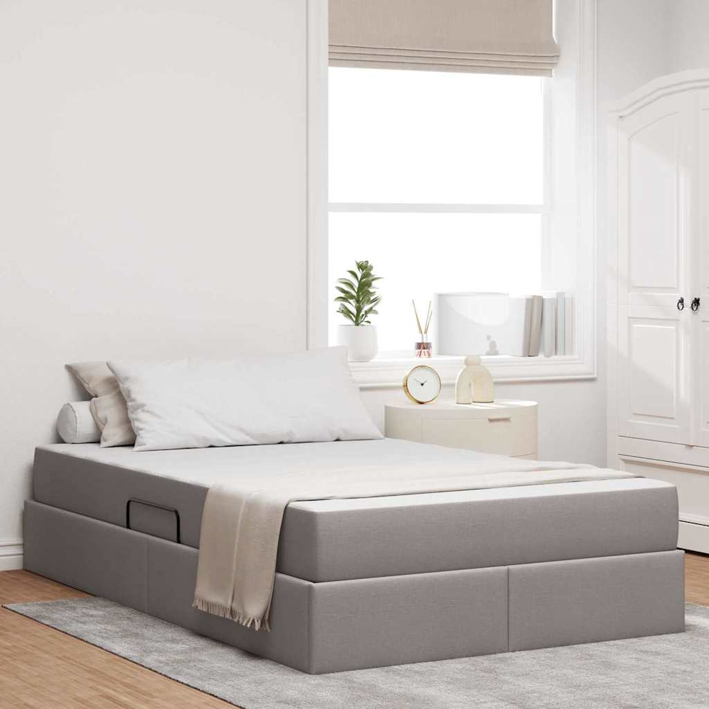 vidaXL Aufbewahrungsbett mit Matratze Hellgrau 90 x 190 cm Polyester