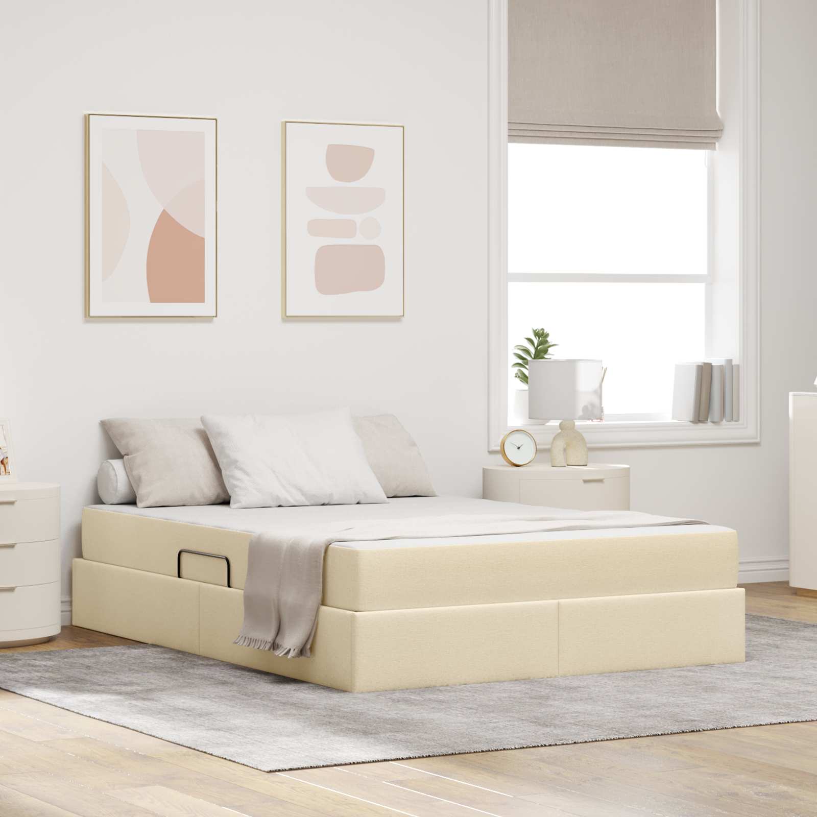 vidaXL Aufbewahrungsbett mit Matratze Hellgrau 90 x 190 cm Polyester