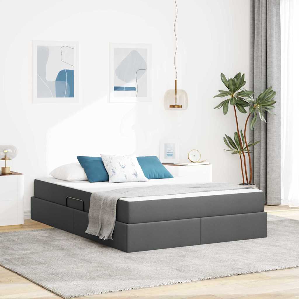 vidaXL Aufbewahrungsbett mit Matratze Dunkelgrau 100 x 200 cm