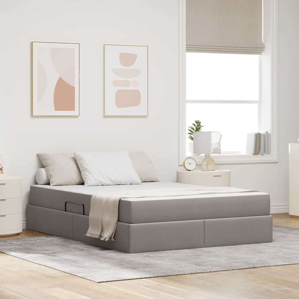 vidaXL Aufbewahrungsbett mit Matratze Hellgrau 90 x 190 cm Polyester