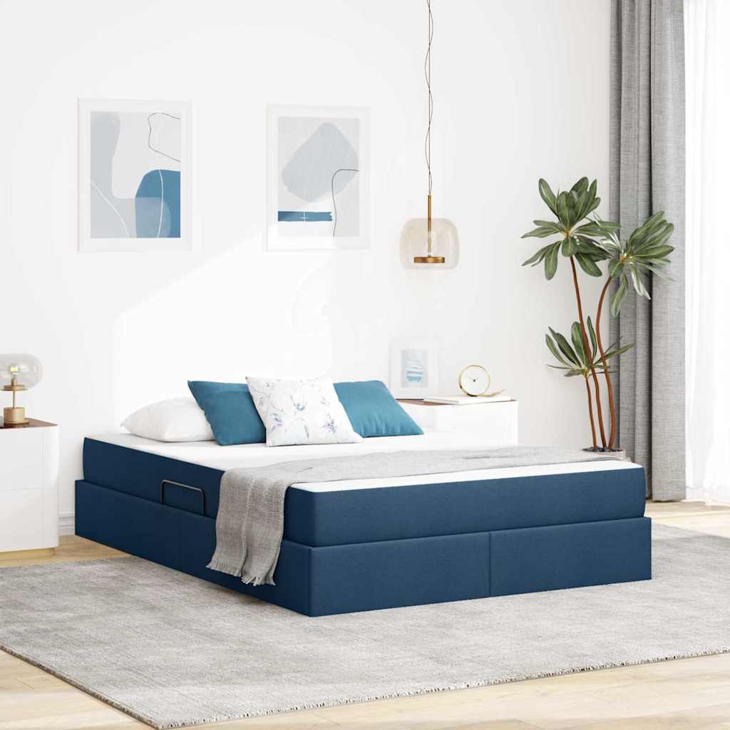 vidaXL Aufbewahrungsbett mit Matratze Hellgrau 90 x 190 cm Polyester