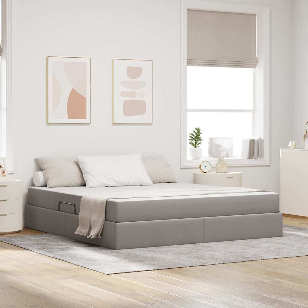 vidaXL Aufbewahrungsbett mit Matratze Hellgrau 90 x 190 cm Polyester