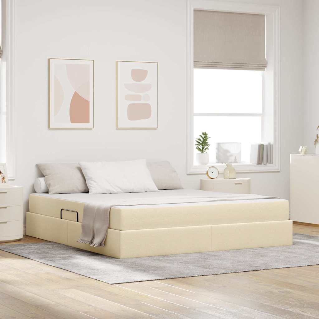vidaXL Aufbewahrungsbett mit Matratze Hellgrau 90 x 190 cm Polyester