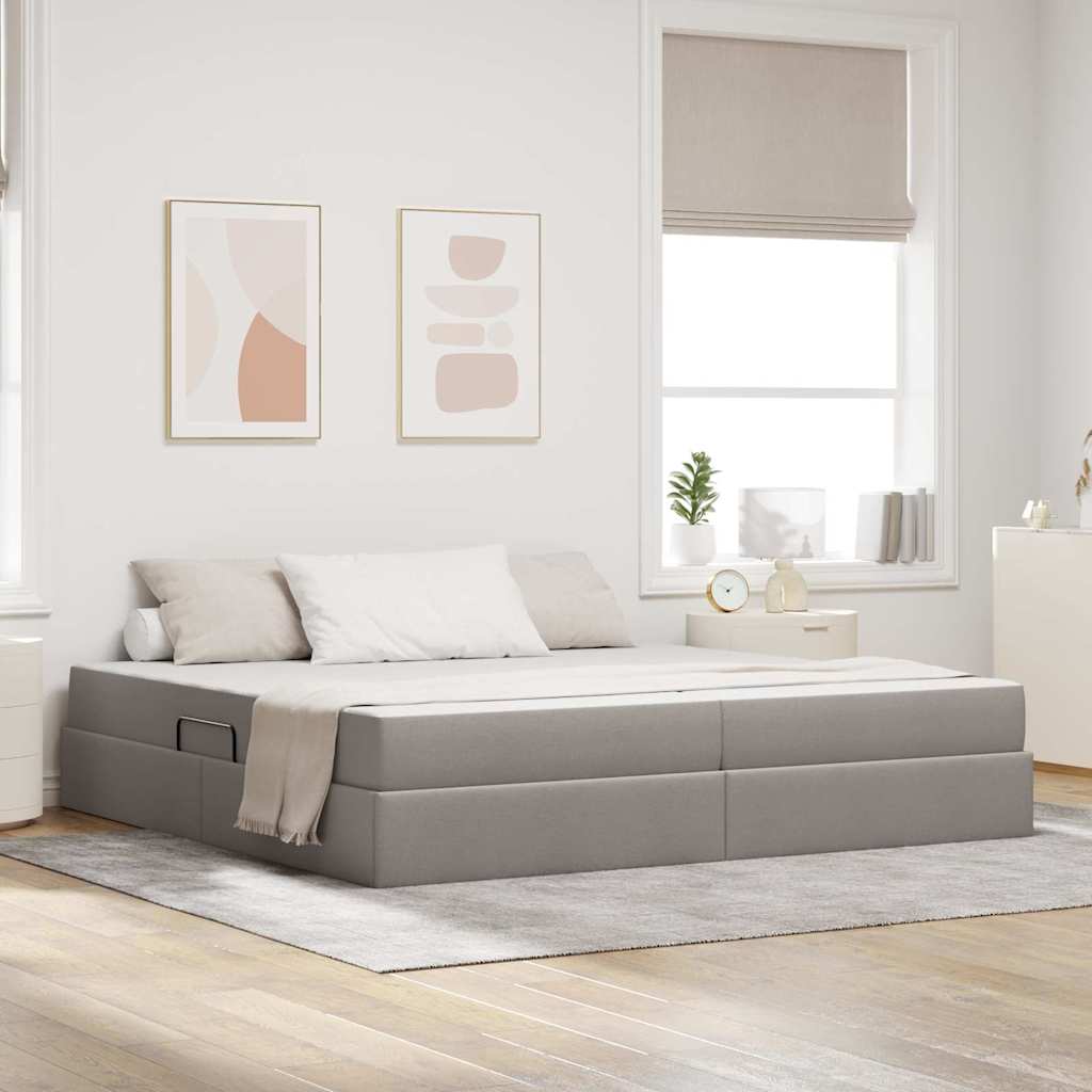 vidaXL Aufbewahrungsbett mit Matratze Hellgrau 90 x 190 cm Polyester