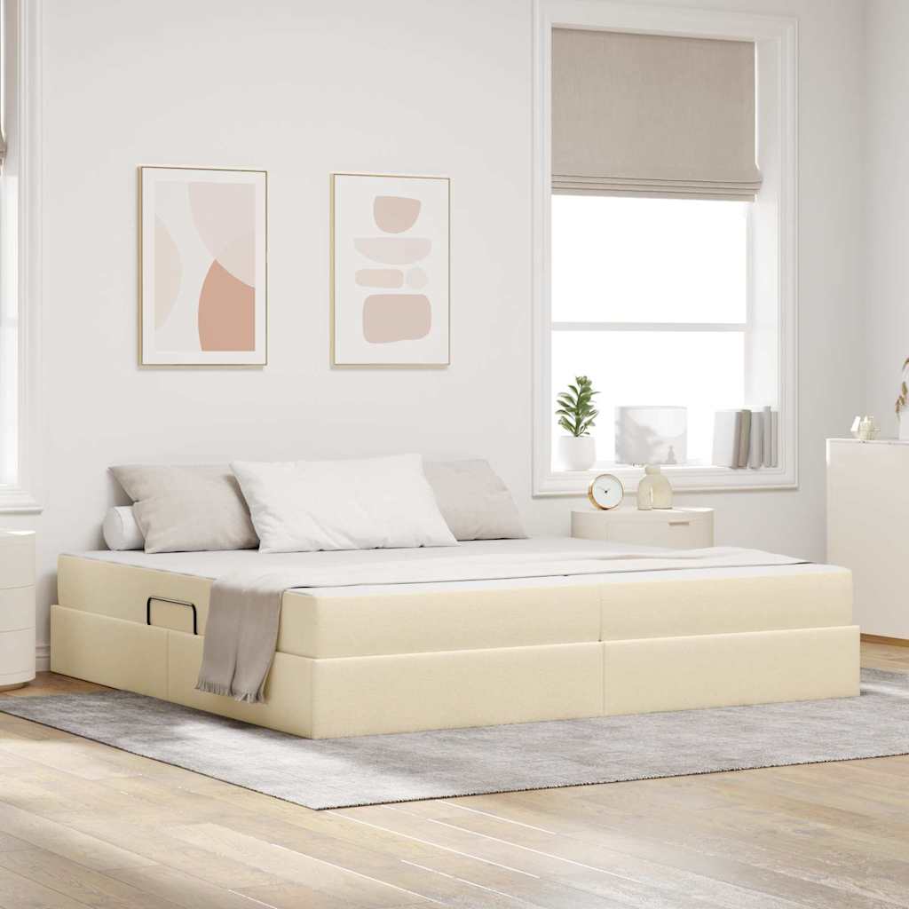 vidaXL Aufbewahrungsbett mit Matratze Hellgrau 90 x 190 cm Polyester