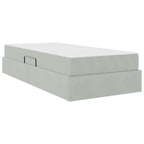 vidaXL Aufbewahrungsbett mit Matratze Hellgrau 90 x 190 cm Samt