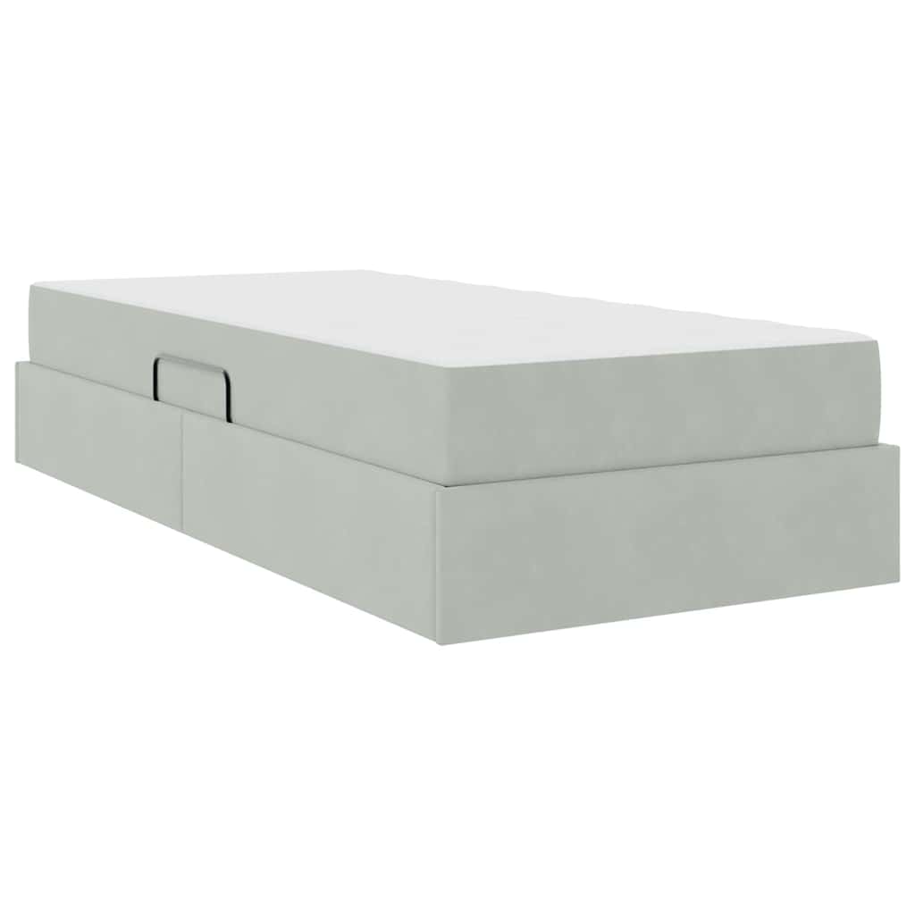 vidaXL Aufbewahrungsbett mit Matratze Hellgrau 90 x 190 cm Samt