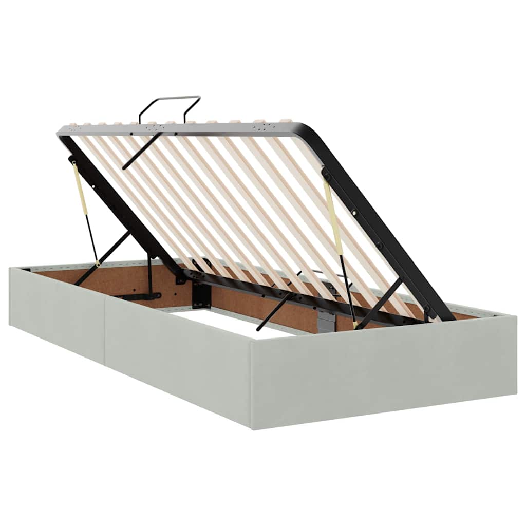 vidaXL Aufbewahrungsbett mit Matratze Hellgrau 90 x 190 cm Samt