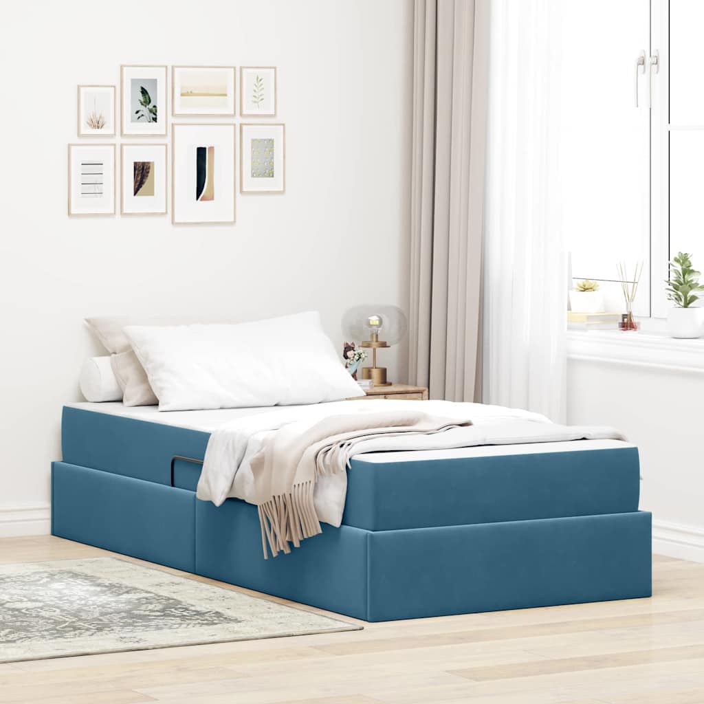 vidaXL Aufbewahrungsbett mit Matratze Hellgrau 90 x 190 cm Samt