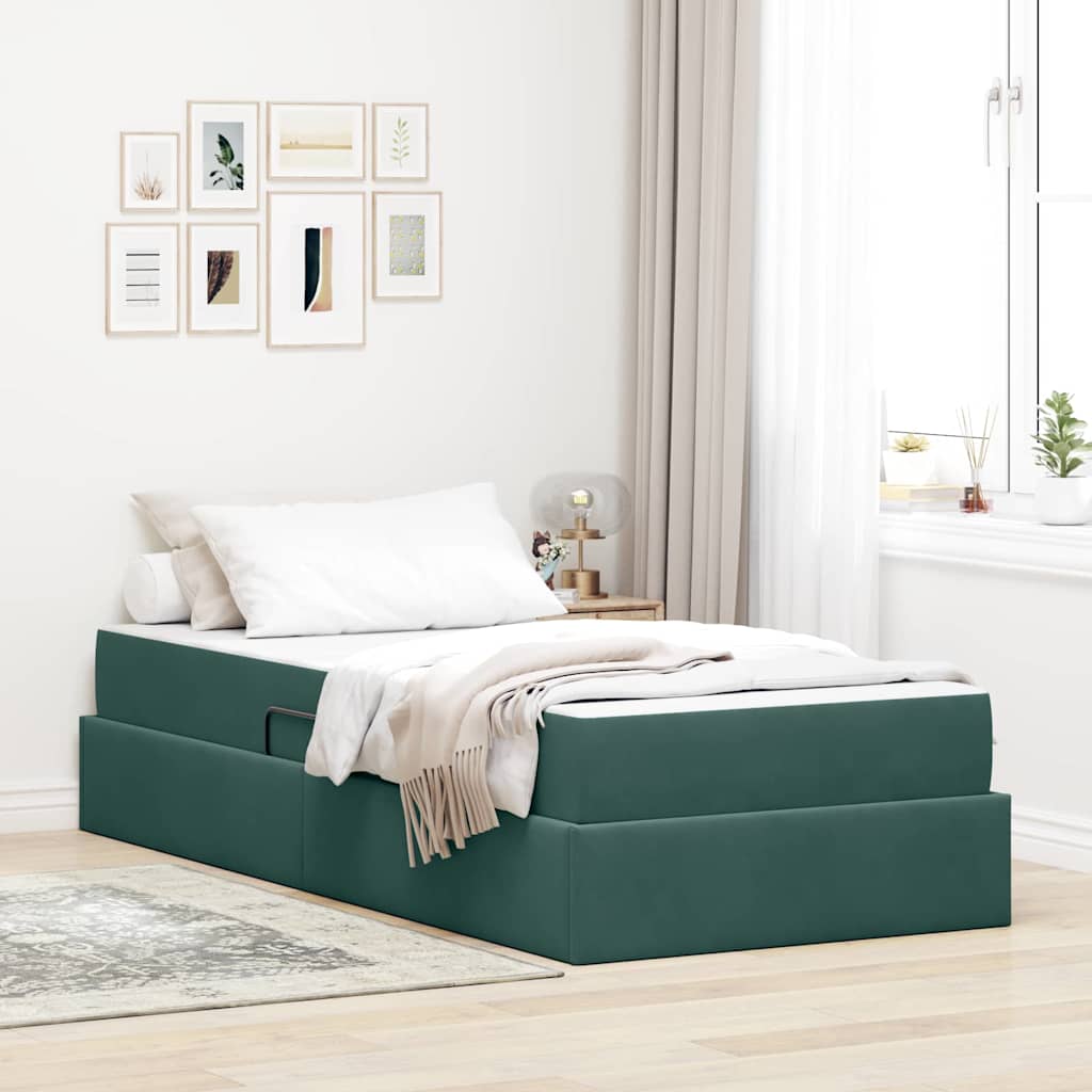 vidaXL Aufbewahrungsbett mit Matratze Hellgrau 90 x 190 cm Samt