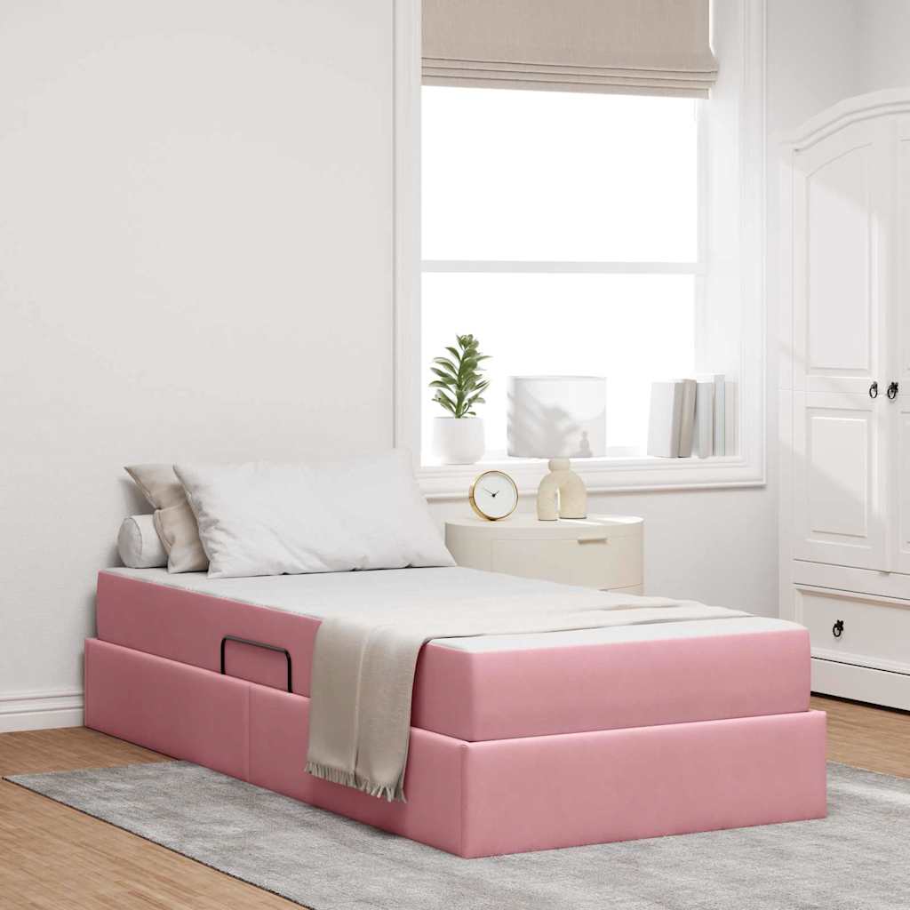 vidaXL Aufbewahrungsbett mit Matratze Hellgrau 90 x 190 cm Samt