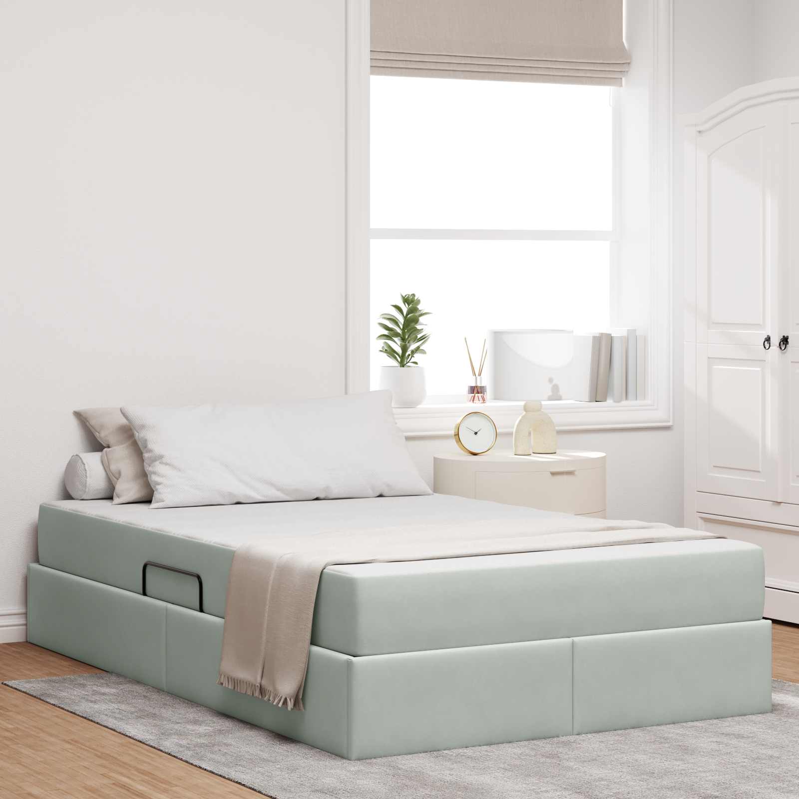 vidaXL Aufbewahrungsbett mit Matratze Hellgrau 90 x 190 cm Samt