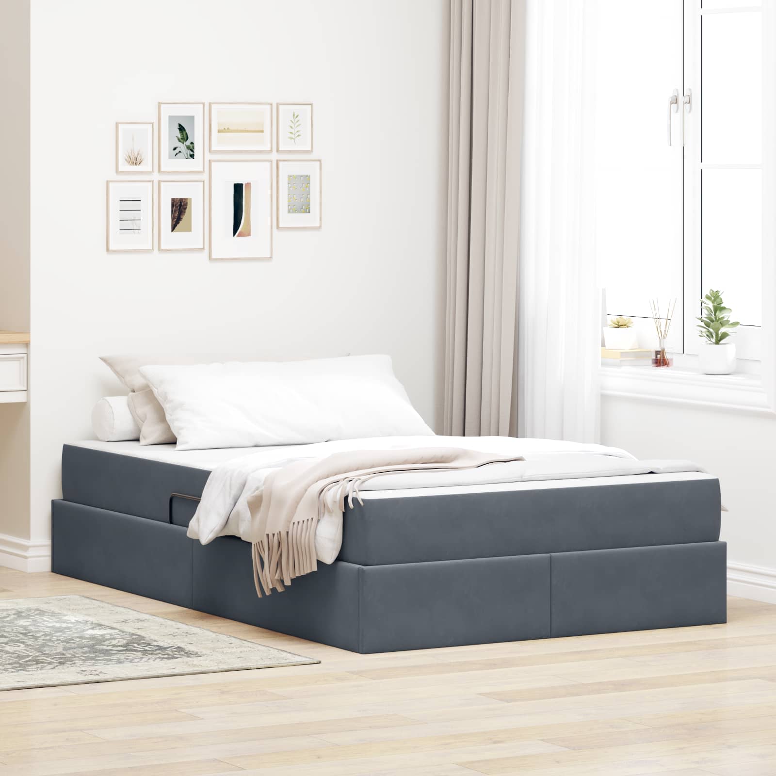 vidaXL Aufbewahrungsbett mit Matratze Hellgrau 90 x 190 cm Samt