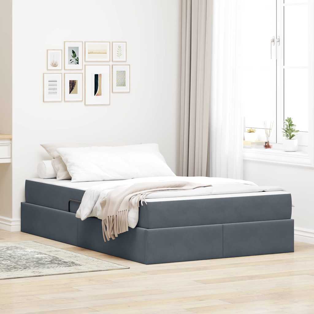 vidaXL Aufbewahrungsbett mit Matratze Hellgrau 90 x 190 cm Samt