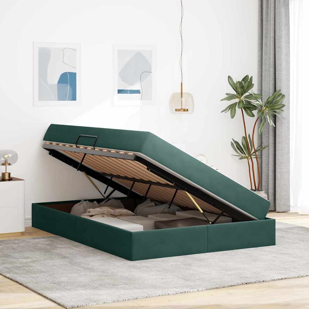 vidaXL Aufbewahrungsbett mit Matratze Hellgrau 90 x 190 cm Samt