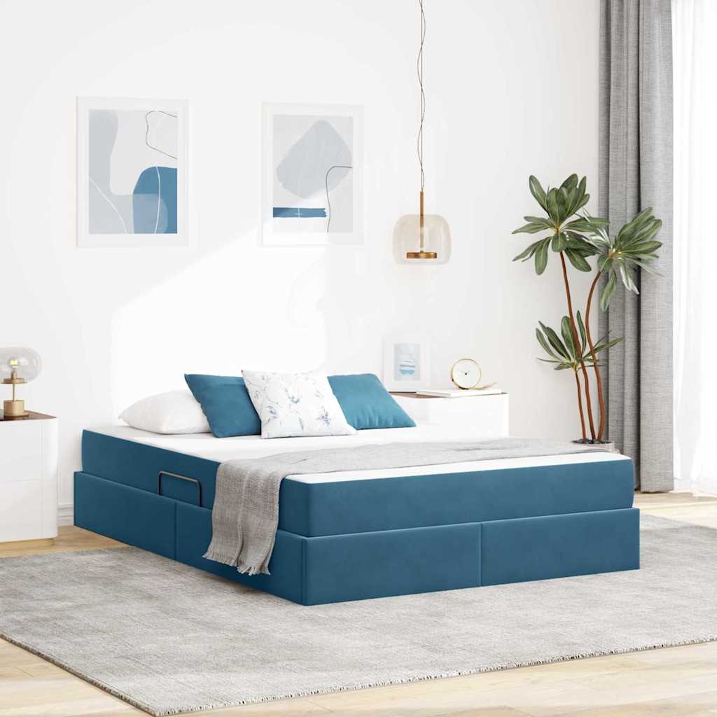 vidaXL Aufbewahrungsbett mit Matratze Hellgrau 90 x 190 cm Samt