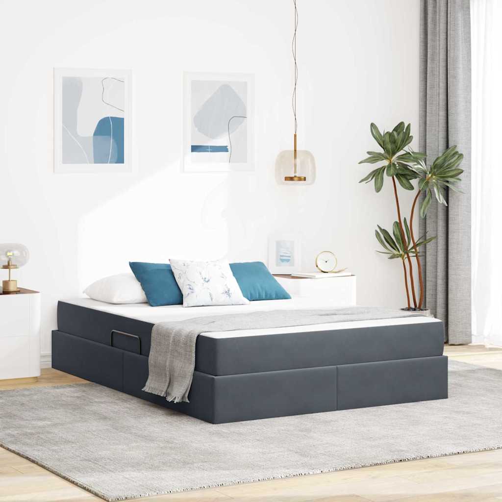 vidaXL Aufbewahrungsbett mit Matratze Hellgrau 90 x 190 cm Samt