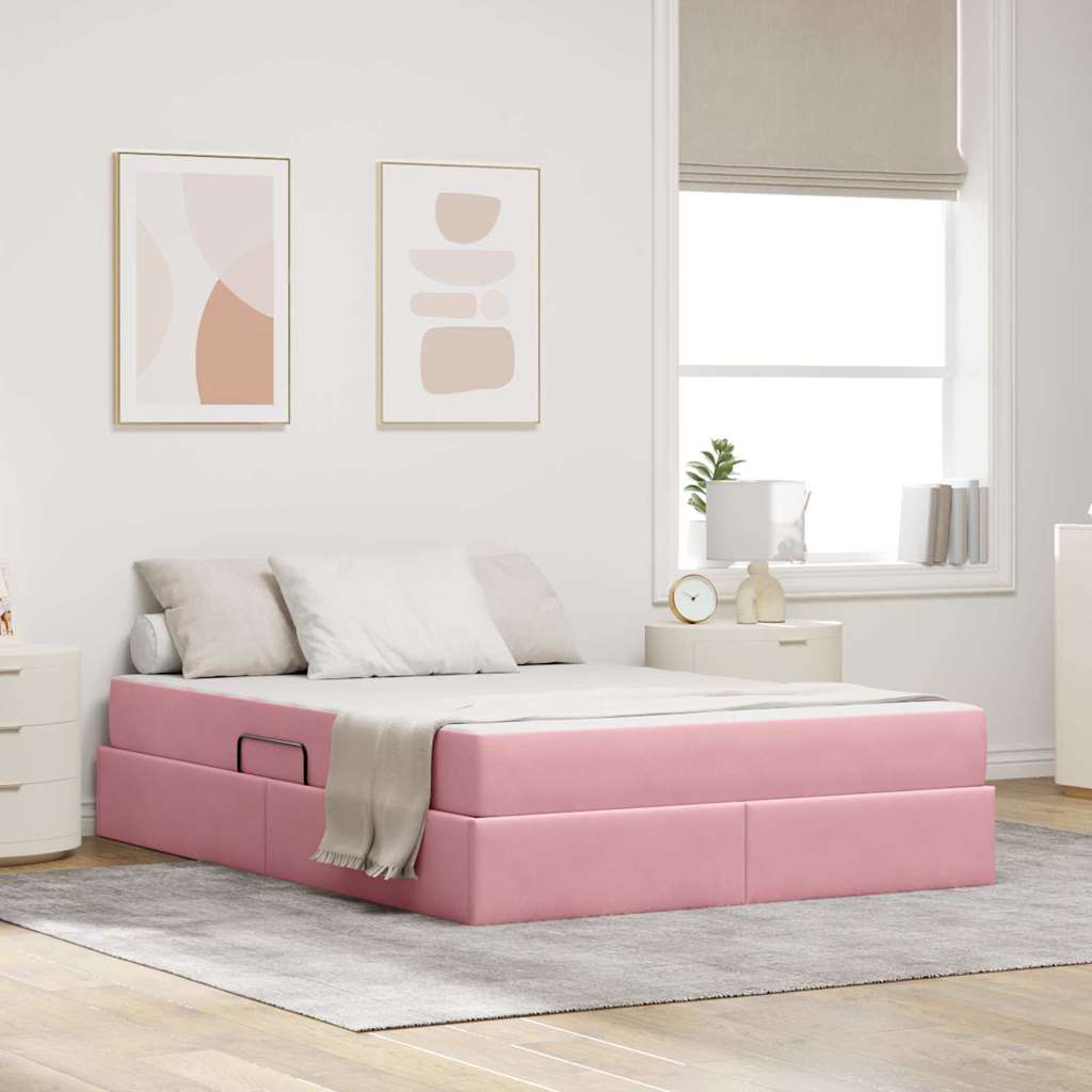 vidaXL Aufbewahrungsbett mit Matratze Hellgrau 90 x 190 cm Samt