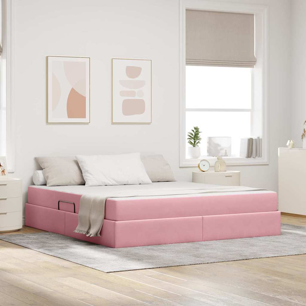 vidaXL Aufbewahrungsbett mit Matratze Hellgrau 90 x 190 cm Samt