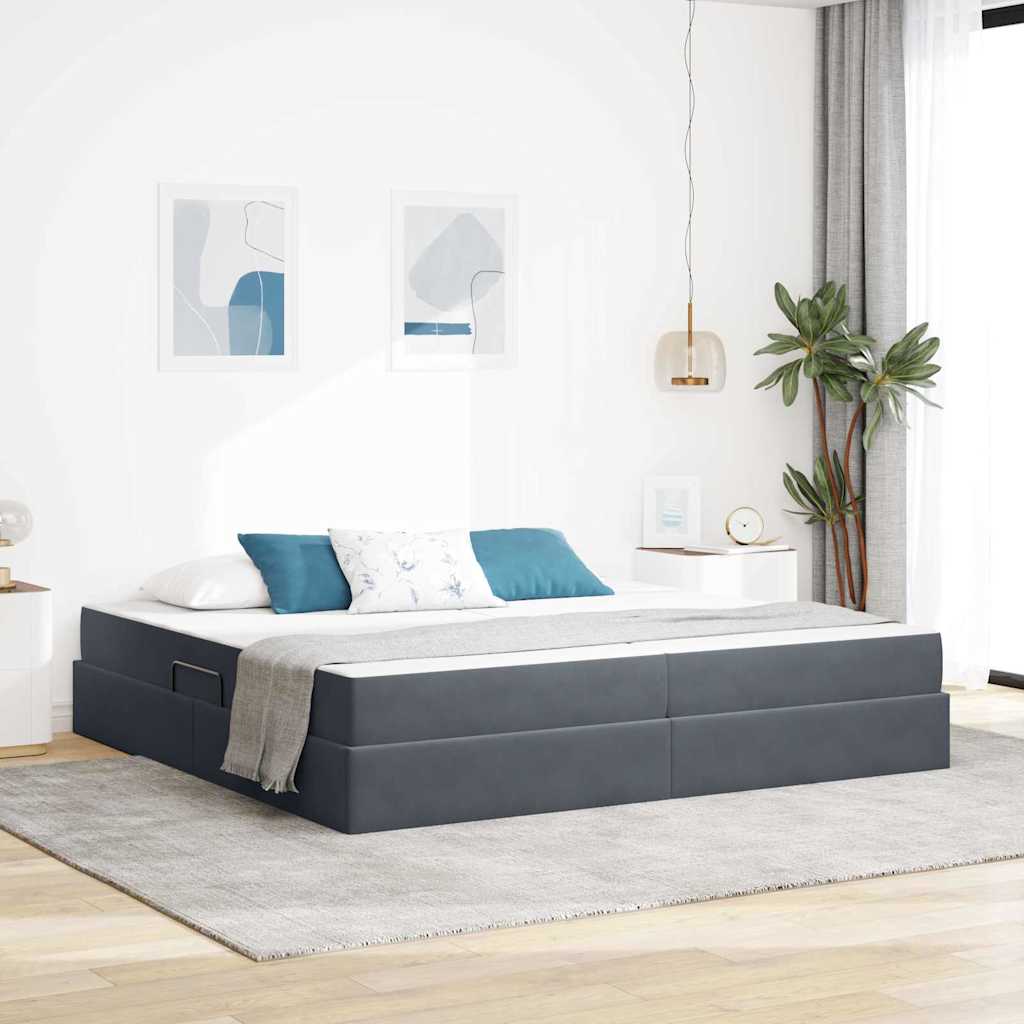 vidaXL Aufbewahrungsbett mit Matratze Hellgrau 90 x 190 cm Samt